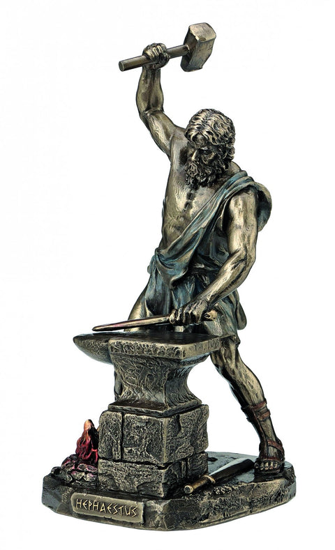 Hephaestus Greek God of Fire Bronze Resin Statue 22cm Handmade Italy Italfama