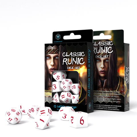 Classic Runic White And Red Dice Set Story Role Playing Games Q-Workshop NEW