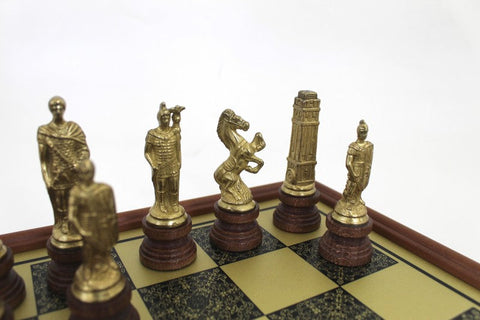 Italfama Roman vs Barbarian Chess Set, Metal/Wood, Gold & Silver, 52cm, Italy
