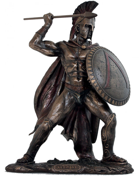 Leonidas Spartan King Spear Bronze Resin Statue Large 52cm Italfama