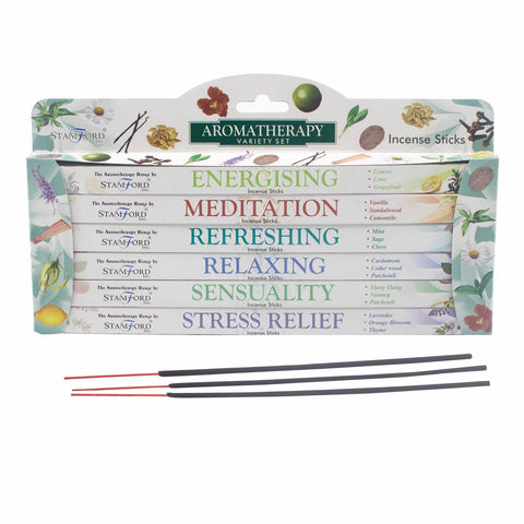 Stamford Aromatherapy Incense Variety Set, 6 Scents, 48 Sticks, India