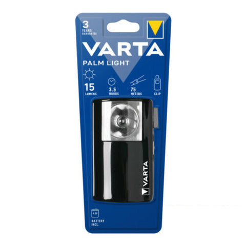 Varta Palm Light 16645 Flashlight With Clip 15 Lumens 3R12 Battery Included NEW