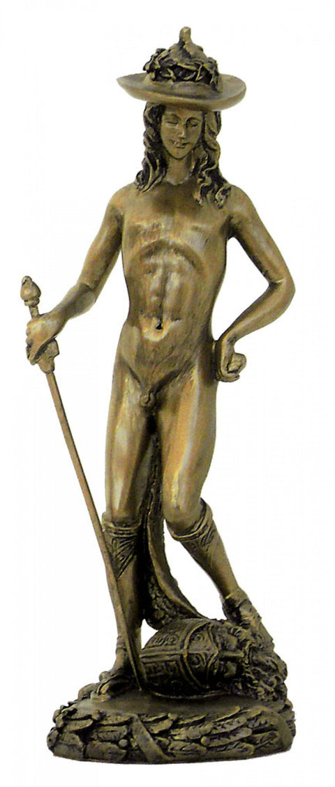 Donatello David Statue 20cm β Bronze Finish Resin Figurine, Made in Italy