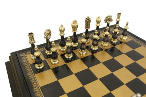 Italfama Arabic-Style Chess Table Set, Metal & Wood, Gold/Silver, Made in Italy