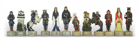 Samurai Chess Pieces Set, Hand-Painted Resin, 8cm King, Italfama Italy