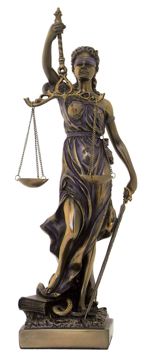 Lady Justice Bronze Resin Statue 30cm Italian Made Italfama Figurine