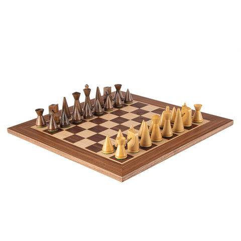Wooden Chess Set Modern Style Chessmen Walnut Board 40Cm Manopoulos Sw4040K