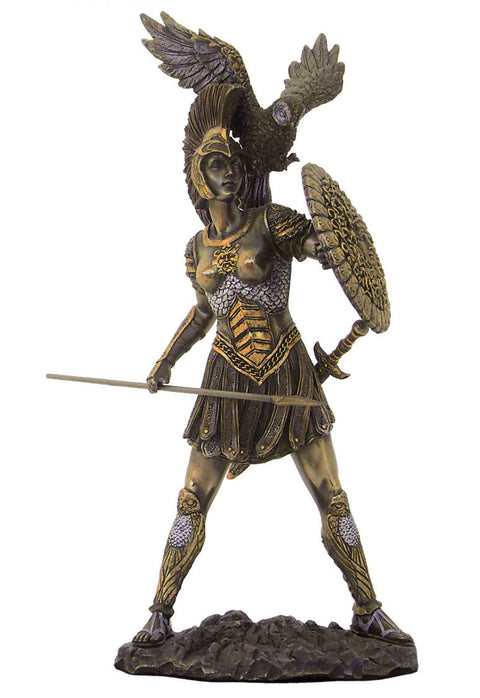 Athena Greek Goddess Statue 31cm Bronze Finish Resin Handmade Italy Italfama