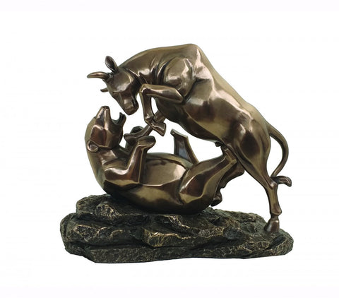 Italfama Bull and Bear Bronze Resin Statue 19x10x16 Finance Decor Made in Italy