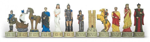 Italfama Trojan War Large Chess Set, Hand-Painted Resin Pieces, King 12cm