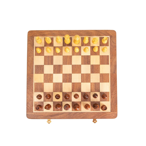 Italfama Magnetic Travel Wooden Chess Set, Folding Board 30x30cm, King 5.5cm