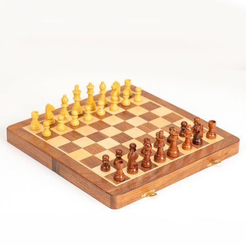 Italfama Magnetic Travel Wooden Chess Set, Folding Board 30x30cm, King 5.5cm