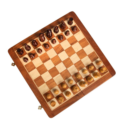 Italfama Magnetic Wooden Chess Set 30x30cm with Checkers, Folding Board, Travel