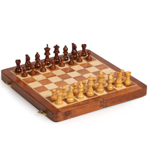 Italfama Magnetic Wooden Chess Set 30x30cm with Checkers, Folding Board, Travel