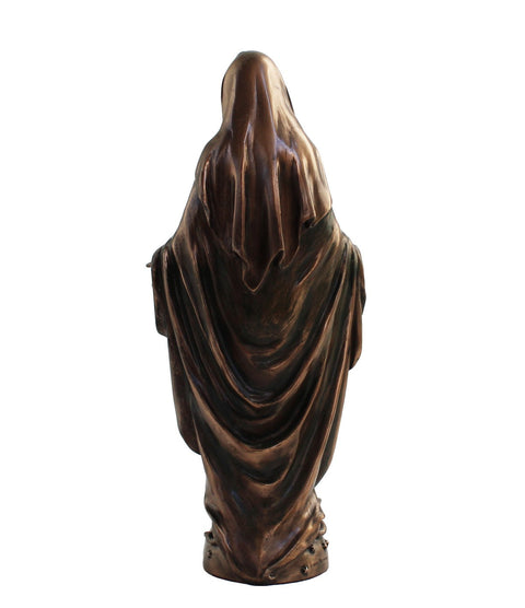 Virgin Mary Catholic Statue Open Arms 20cm Resin Bronze Finish Handmade Italy
