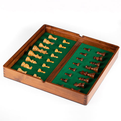 Italfama Magnetic Wooden Chess Set 12in Board, Storage, King 2.4in, Italy
