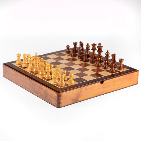 Italfama Magnetic Wooden Chess Set 12in Board, Storage, King 2.4in, Italy
