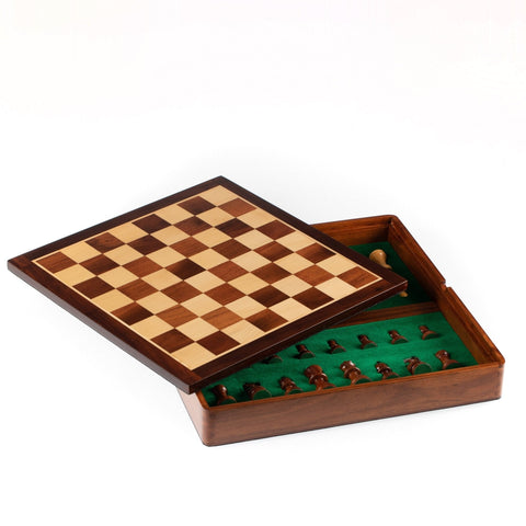 Italfama Magnetic Wooden Chess Set 12in Board, Storage, King 2.4in, Italy