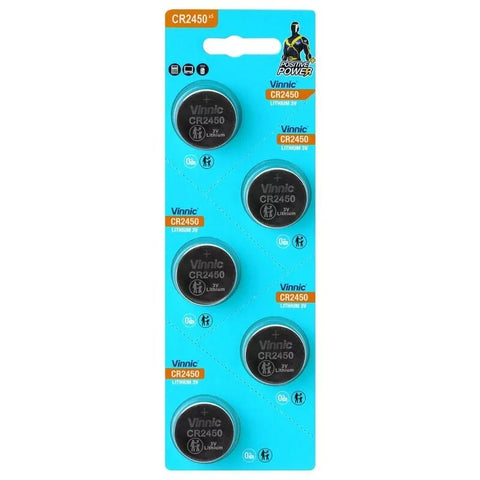 5 Vinnic Cr2450 Lithium Batteries 3V Coin Cell Dl2450 Ecr2450 2450