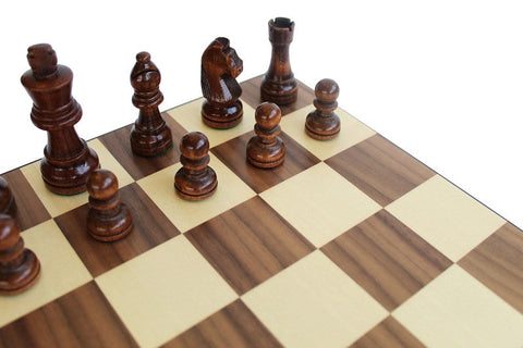 Italfama Walnut & Maple Wooden Chess Set, Handmade Board with Storage, 36cm
