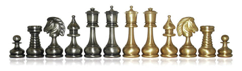 Persian Style Brass Chess Pieces, Gold & Silver Plated, Italfama Italy, 8.6cm