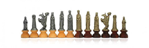 Italfama Medieval Chess Pieces Set, Handcrafted Metal & Wood, Italy King 8.1cm