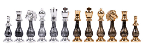 Italfama Brass & Wood Chess Pieces, Gold/Silver Plated, King 10cm, Italy