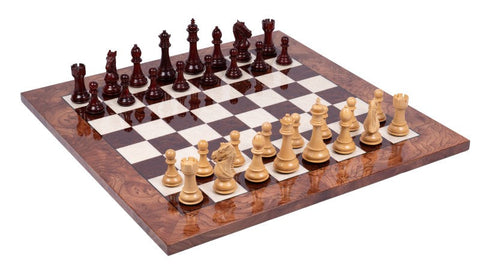 Italfama Handmade Chess Set, Walnut Board 60cm, Weighted Pieces, Italy