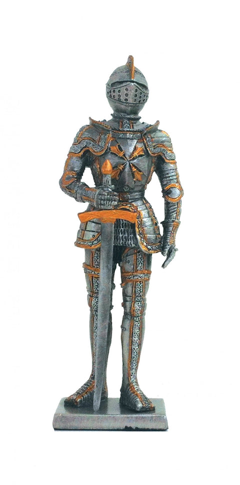 Tin Knight Figurine with Sword, 11cm, Hand-Painted, Made in Italy - Italfama