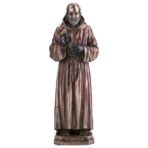 Saint Padre Pio Statue 21.5cm Resin Bronze Finish, Italfama, Made in Italy