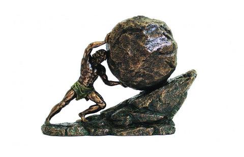 Sisyphus Greek Myth Statue Bronze Resin Sculpture 28x12x20cm Made in Italy
