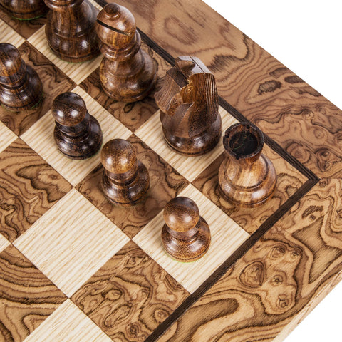 Walnut Burl Chess set 40x40cm with Staunton Chessmen Manopoulos