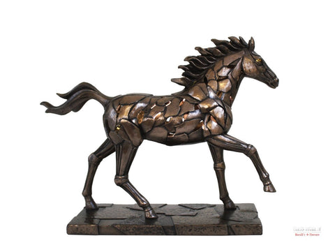 Italfama Bronze Resin Horse Statue with LED Light, 30x9x22 cm, Italy