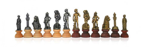 Italfama Florentine Chess Pieces Handcrafted Metal/Wood Gold & Silver King 8.3cm