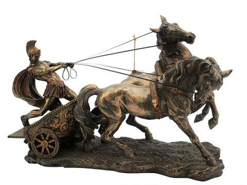 Ben-Hur Roman Chariot Large Statue, Bronze-Finish Resin, 60x24x42cm, Italfama