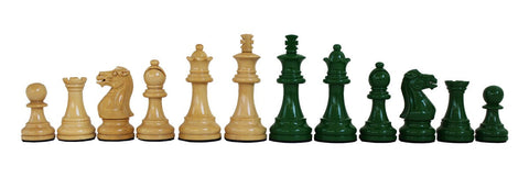 Italfama Wooden Chess Pieces, Weighted, Green/Natural, King 7.6 cm, Italy