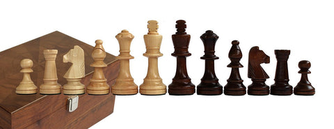 Handcrafted Wooden Chess Pieces Set with Walnut Box, King 9cm, Italfama Italy