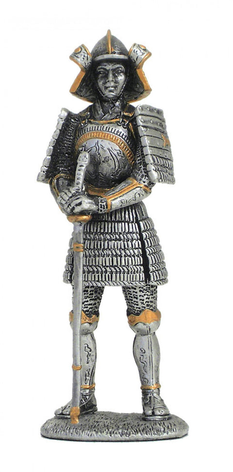Pewter Samurai Figurine 11cm Hand-Painted Collectible Made in Italy Italfama