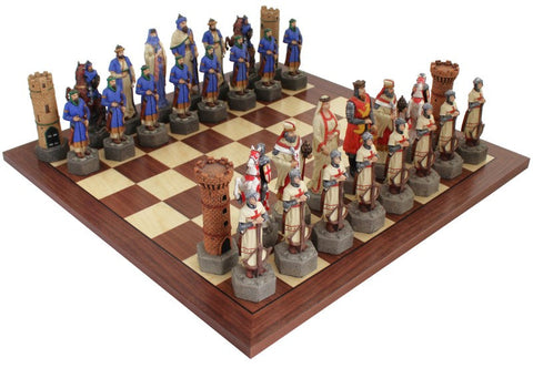 Italfama Crusaders vs Saracens Chess Set, Walnut/Maple 60cm Board Resin Pieces