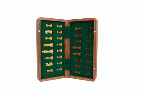 Italfama Magnetic Wooden Chess Set, Folding Travel Board 18.5cm, King 3.2cm