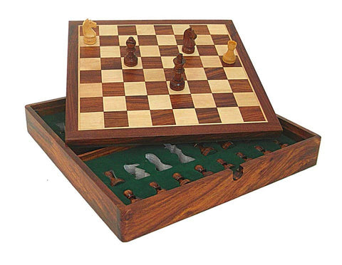 Italfama Wooden Magnetic Chess Set, 37cm Board with Storage, King 7cm