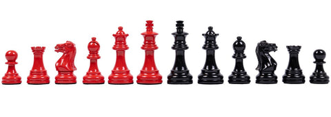 Italfama Wooden Chess Pieces, Red/Black, Weighted, 3" King, Made in Italy