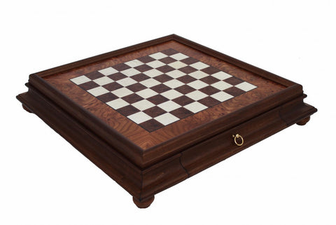 Handcrafted Elm Wood Chess Board with Drawer, 53x53cm, 4cm Squares, Italfama