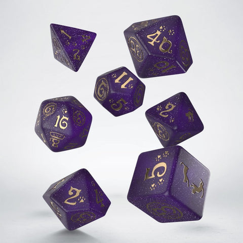 Cats Purrito Dice Set Shimmering Purple Gold Role Playing Games Q-Workshop NEW