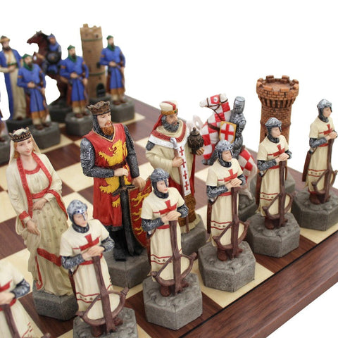 Italfama Crusaders vs Saracens Chess Set, Walnut/Maple 60cm Board Resin Pieces