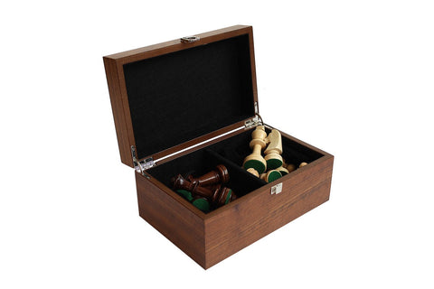 Handcrafted Wooden Chess Pieces Set with Walnut Box, King 9cm, Italfama Italy