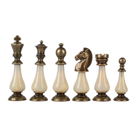Pearl Metal Chess Set Walnut Burl & Oak Chessboard 50Cm Manopoulos Sw60A50J