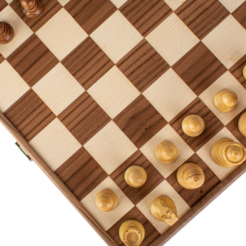 Walnut Chess set 35x35cm with Weighted Staunton Chessmen Manopoulos