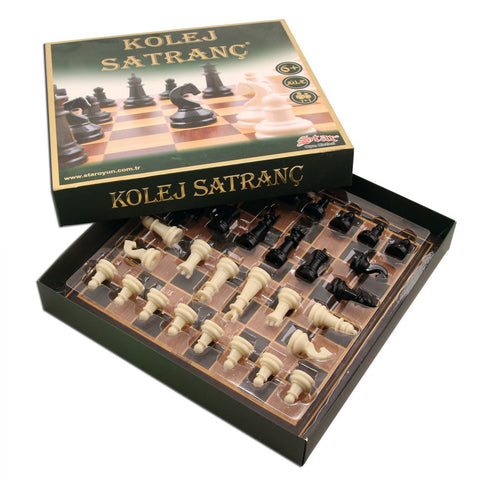 College Chess Set Wood Board And Plastic Chessman Original Star 1050361