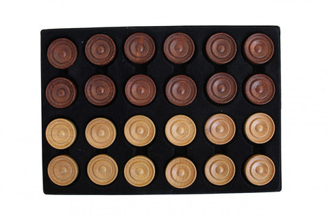 Italfama Wooden Checkers Pieces Set 24, Two-Tone 29mm, Made in Italy